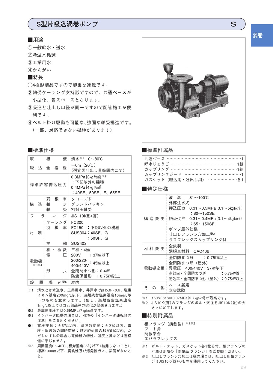 エバラポンプ ハンドブックVol.1 60Hz｜(株)荏原製作所｜EBARA 