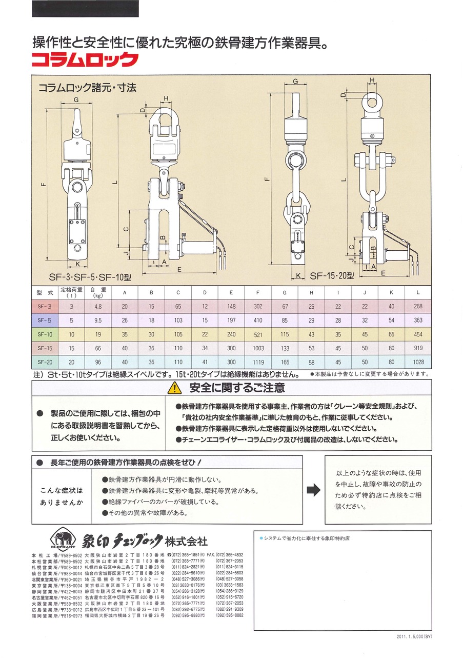 SALE／75%OFF】 コラムロックＳＦ型5ton