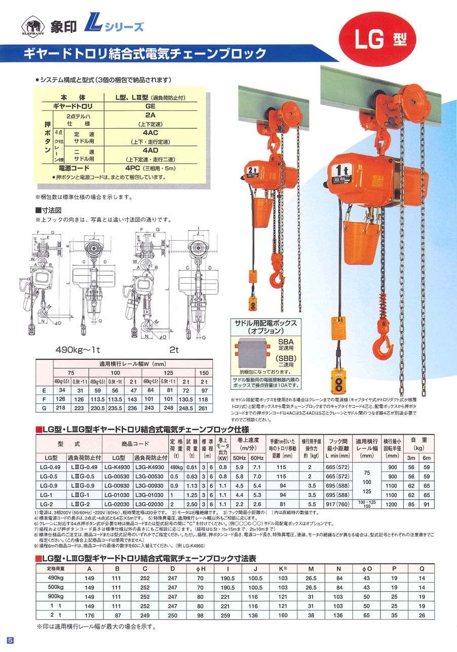 ストライプ デザイン/Striipe design 【直送品】 象印 DBG型ギヤードトロリ結合式電気チェーンブロック DBG-0.25 揚程6m  (DBG-K2560) (250kg)