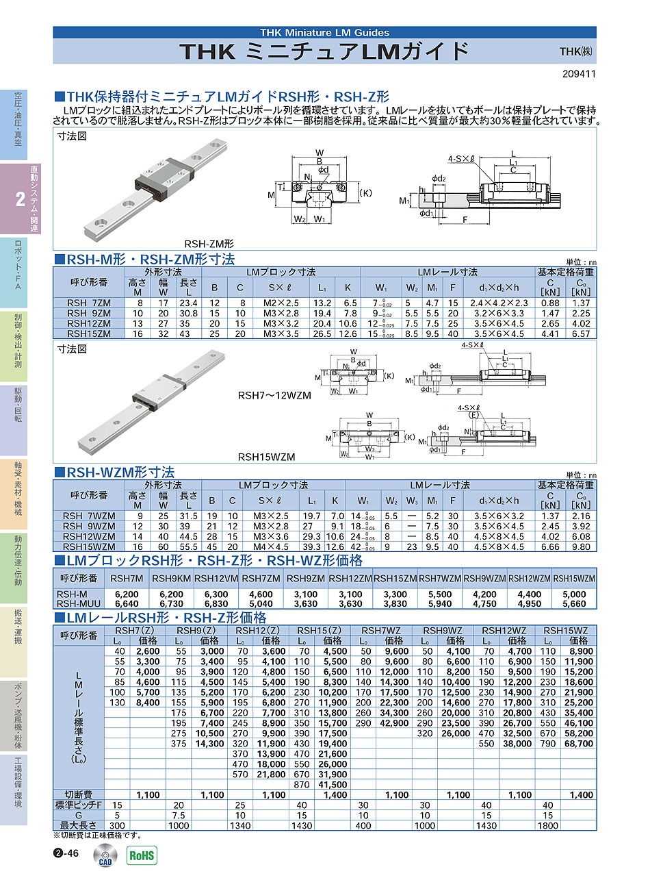 THK(株)　ミニチュアLMガイド　直動システム・関連機器　P02-046　価格