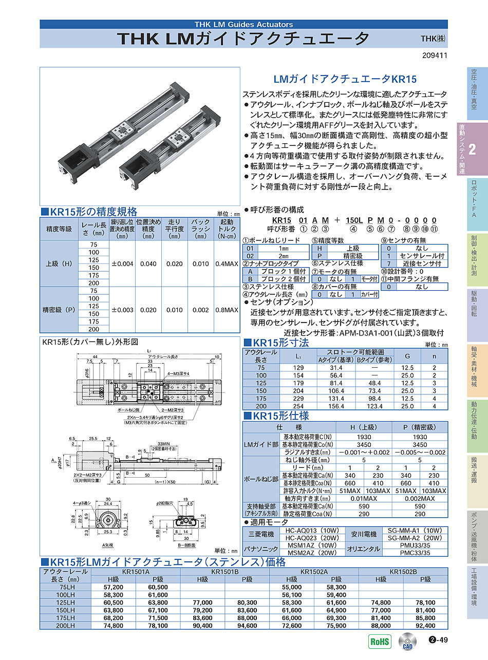THK(株)　LMガイドアクチュエータ　直動システム・関連機器　P02-049　価格