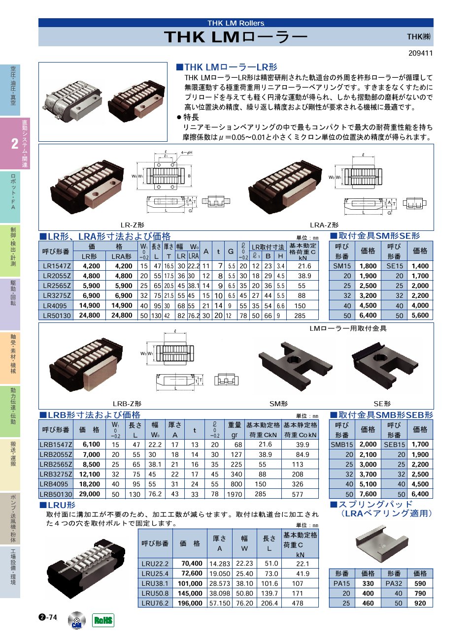 THK(株)　LMローラー　直動システム・関連機器　P02-074　価格