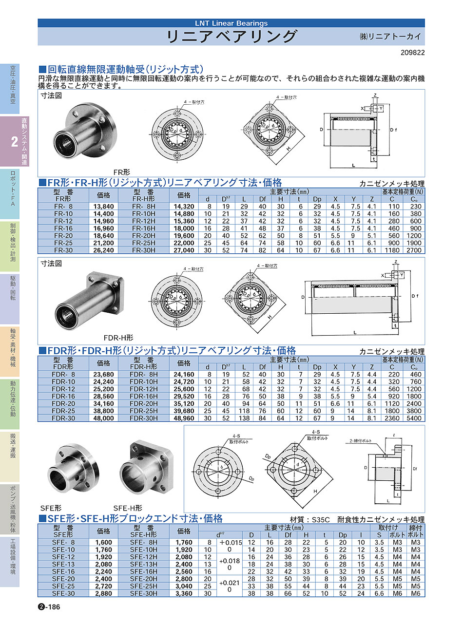 (株)リニアトーカイ　リニアベアリング　直動システム・関連機器　P02-186　価格
