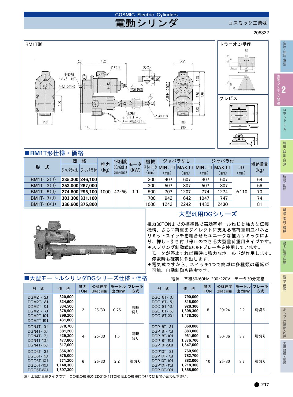 コスミック工業(株)　電動シリンダ　直動システム・関連機器　P02-217　価格