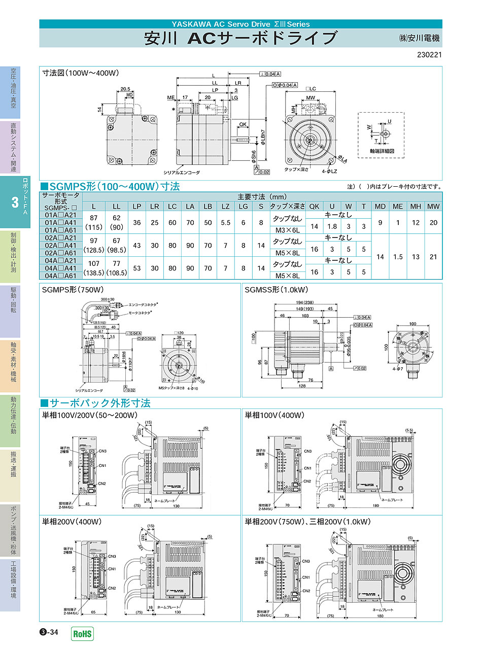 (株)安川電機　ACサーボドライブ　ロボット・ＦＡ機器　P03-034　価格