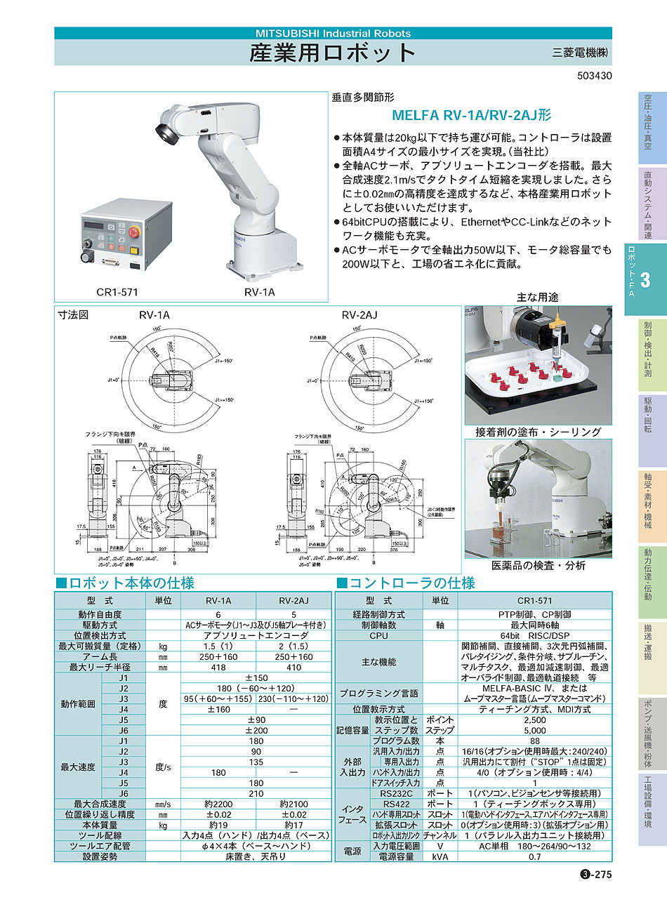 三菱電機(株)　産業用ロボット　ロボット・ＦＡ機器　P03-275　価格