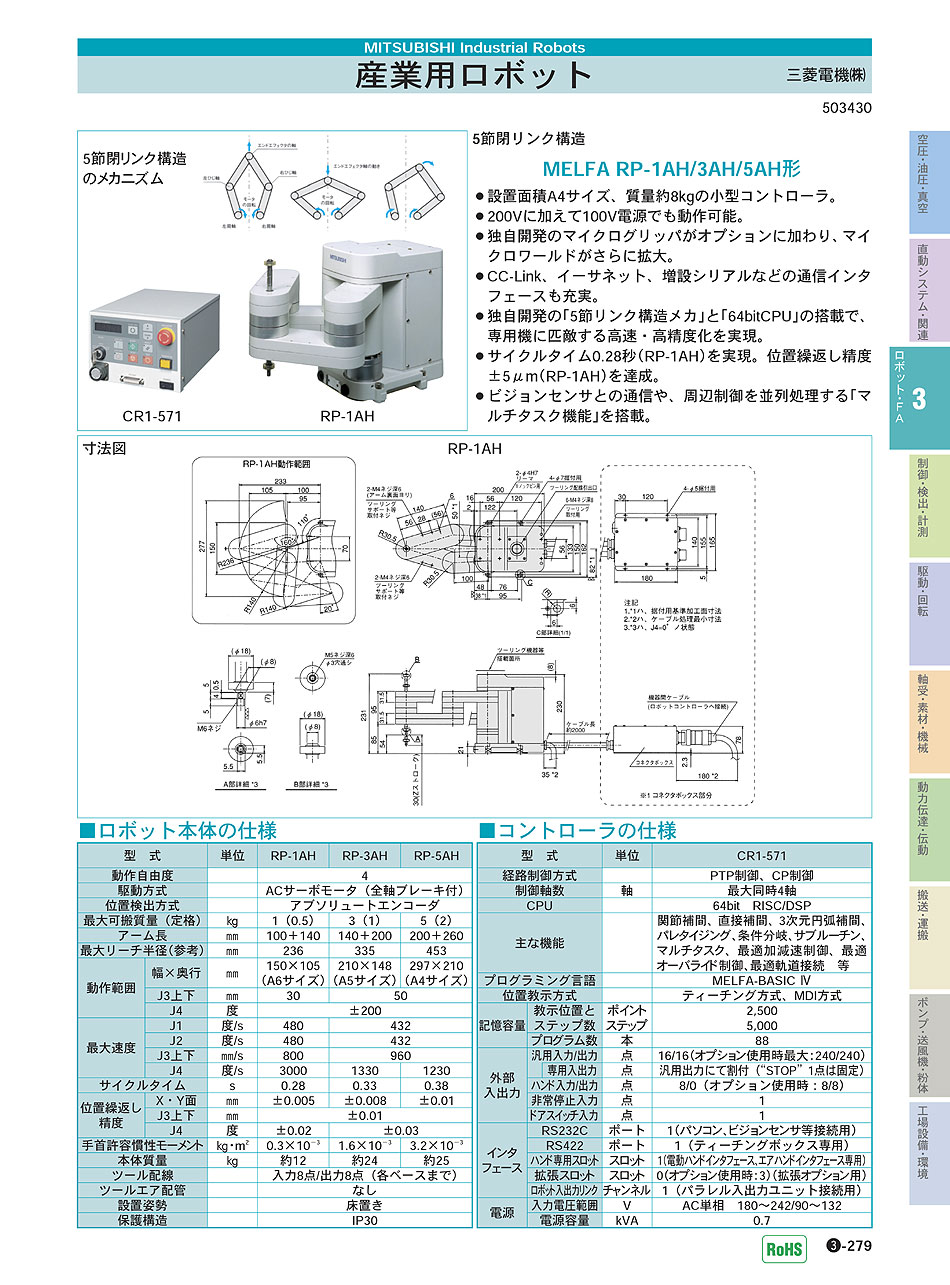 三菱電機(株)　産業用ロボット　ロボット・ＦＡ機器　P03-279　価格