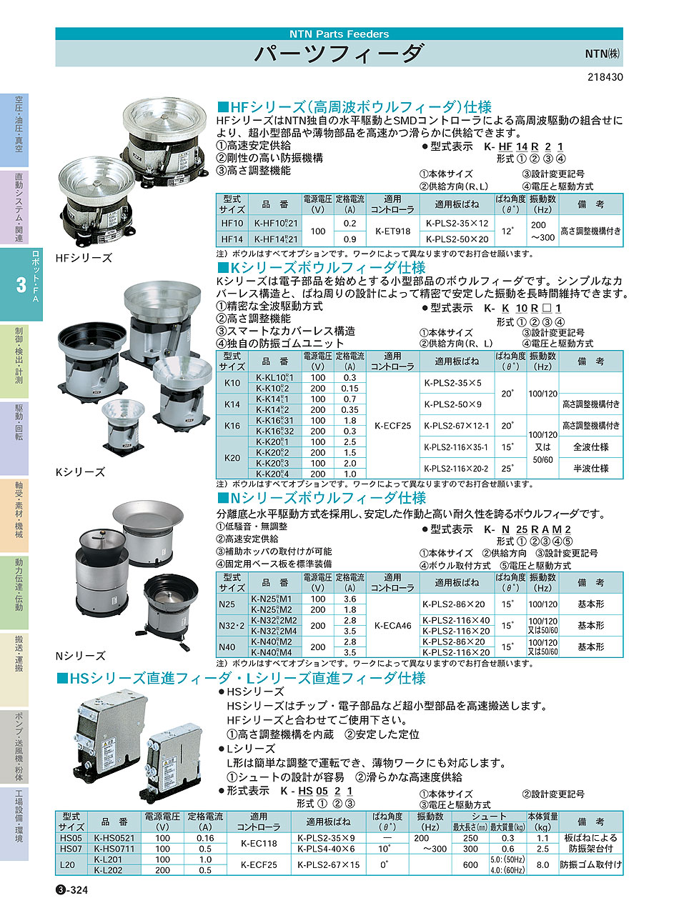 NTN(株)　パーツフイーダ　高周波ボウルフィーダ　ロボット・ＦＡ機器　P03-324　価格