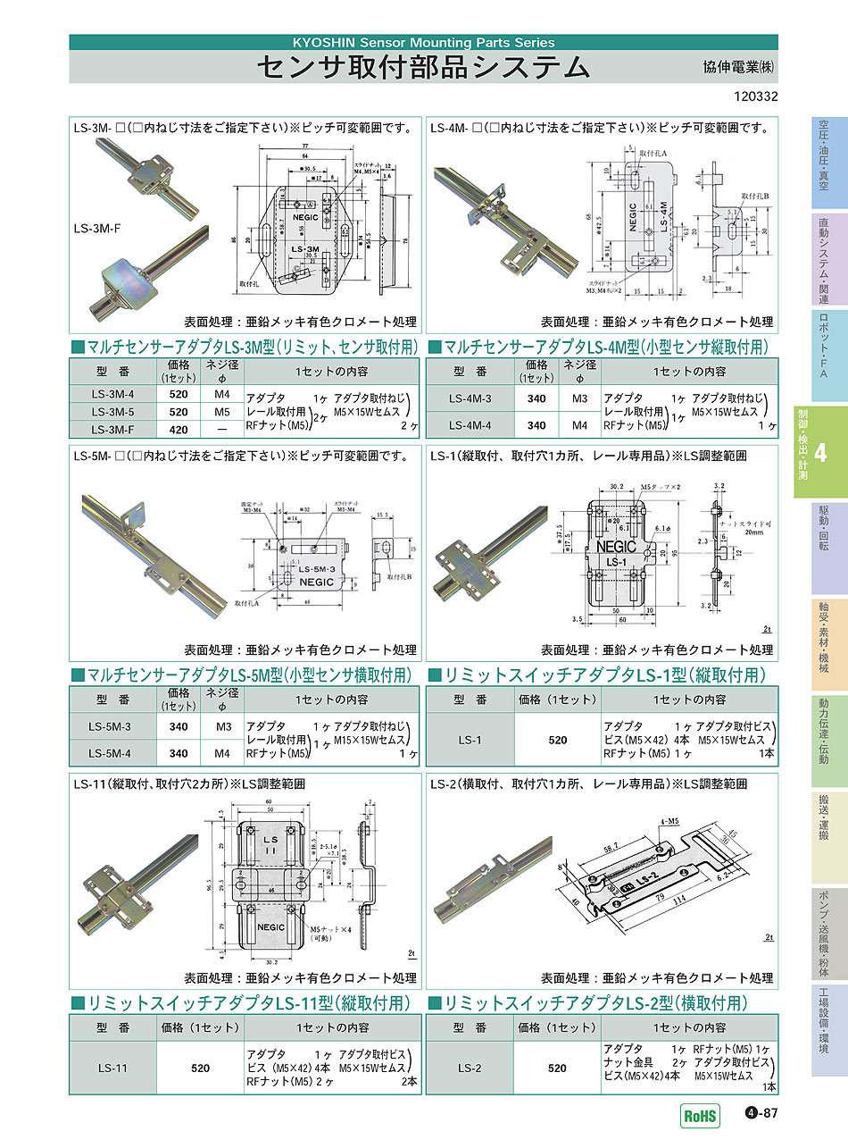 協伸電業(株)　センサ取付部品システム　制御・検出・計測機器　P04-087　価格