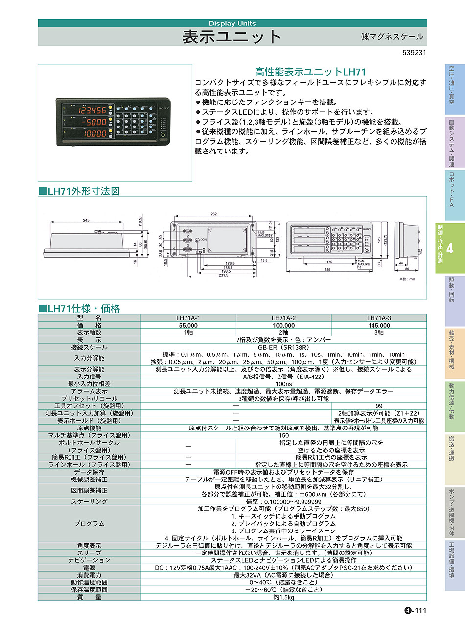 (株)マグネスケール　表示ユニット　制御・検出・計測機器　P04-111　価格