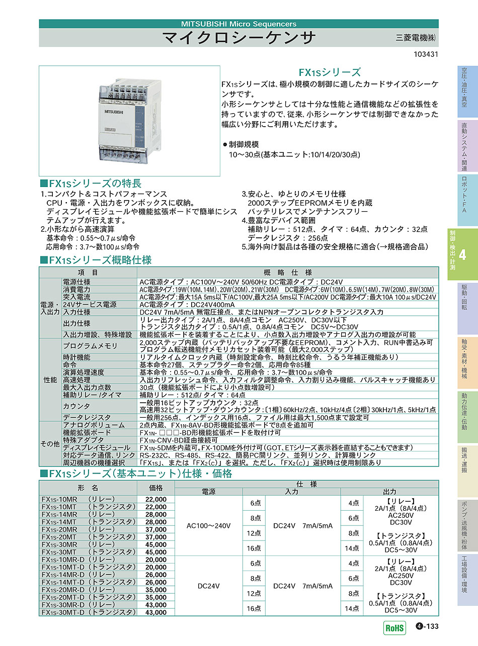マイクロシーケンサ｜三菱電機(株)｜価格・形式・仕様・資料請求