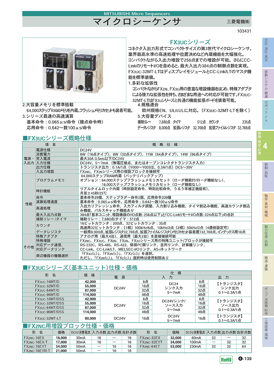 三菱電機(株) マイクロシーケンサ 基本ユニット 増設ブロック P04-139 制御・検出・計測機器 価格