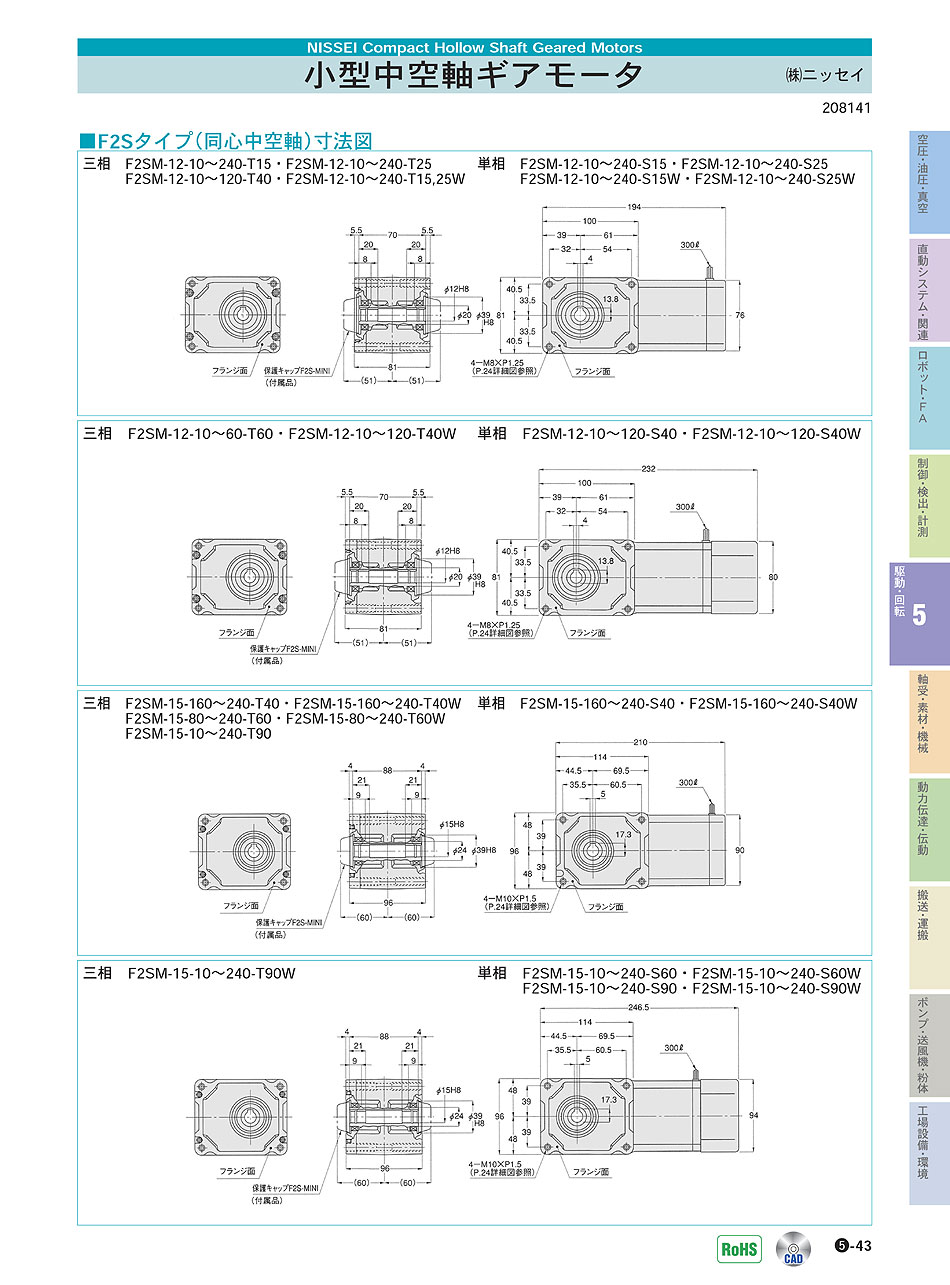 (株)ニッセイ　小型中空行軸ギアモータ　駆動・回転制御機器　P05-043　価格