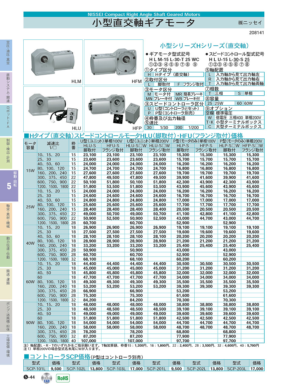 (株)ニッセイ　小型直交軸ギアモータ　駆動・回転制御機器　P05-044　価格