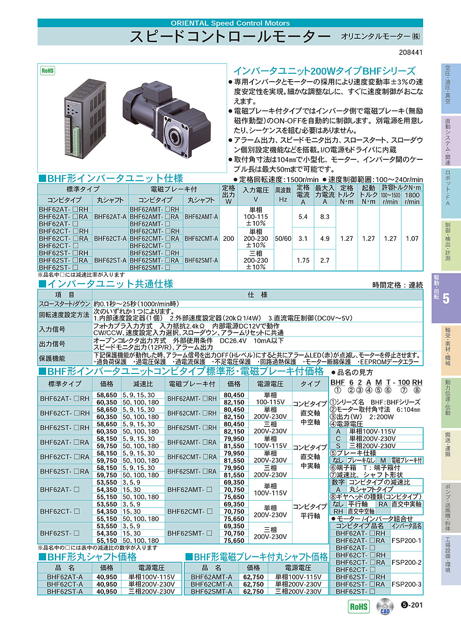 オリエンタルモーター(株)　スピードコントロールモーター　インバータユニット　駆動・回転制御機器　P05-201　価格