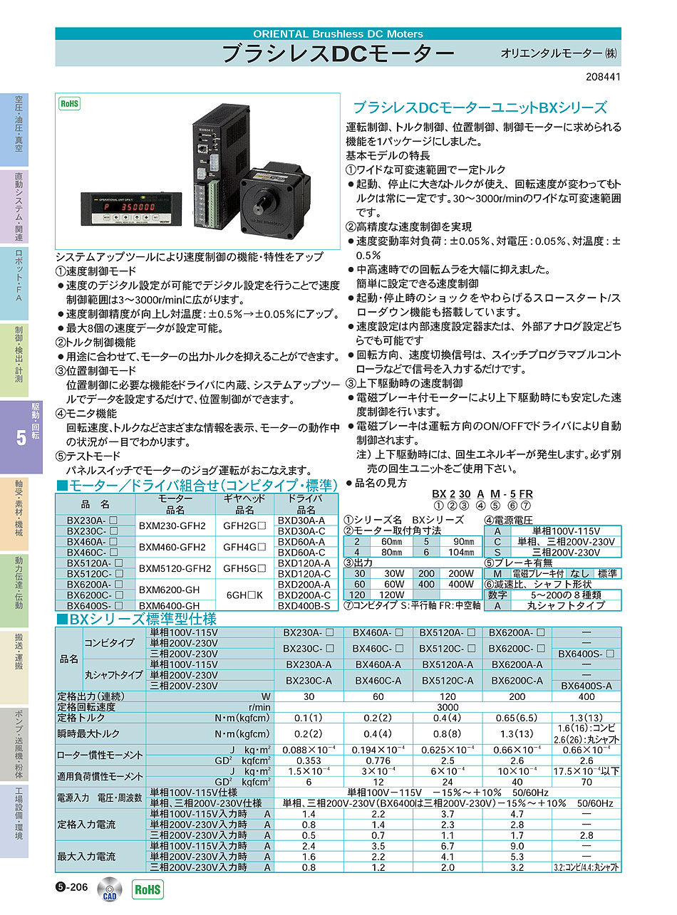 オリエンタルモーター(株)　ブラシレスDCモーター　駆動・回転制御機器　P05-206　価格