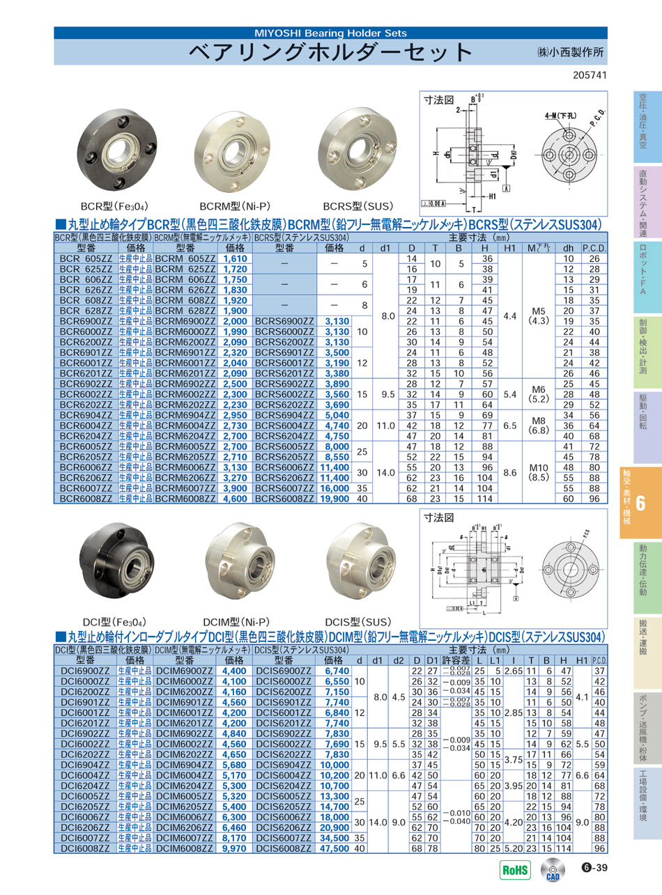 (株)小西製作所　ベアリングホルダーセット　軸受 素材 機械部品　P06-039　価格