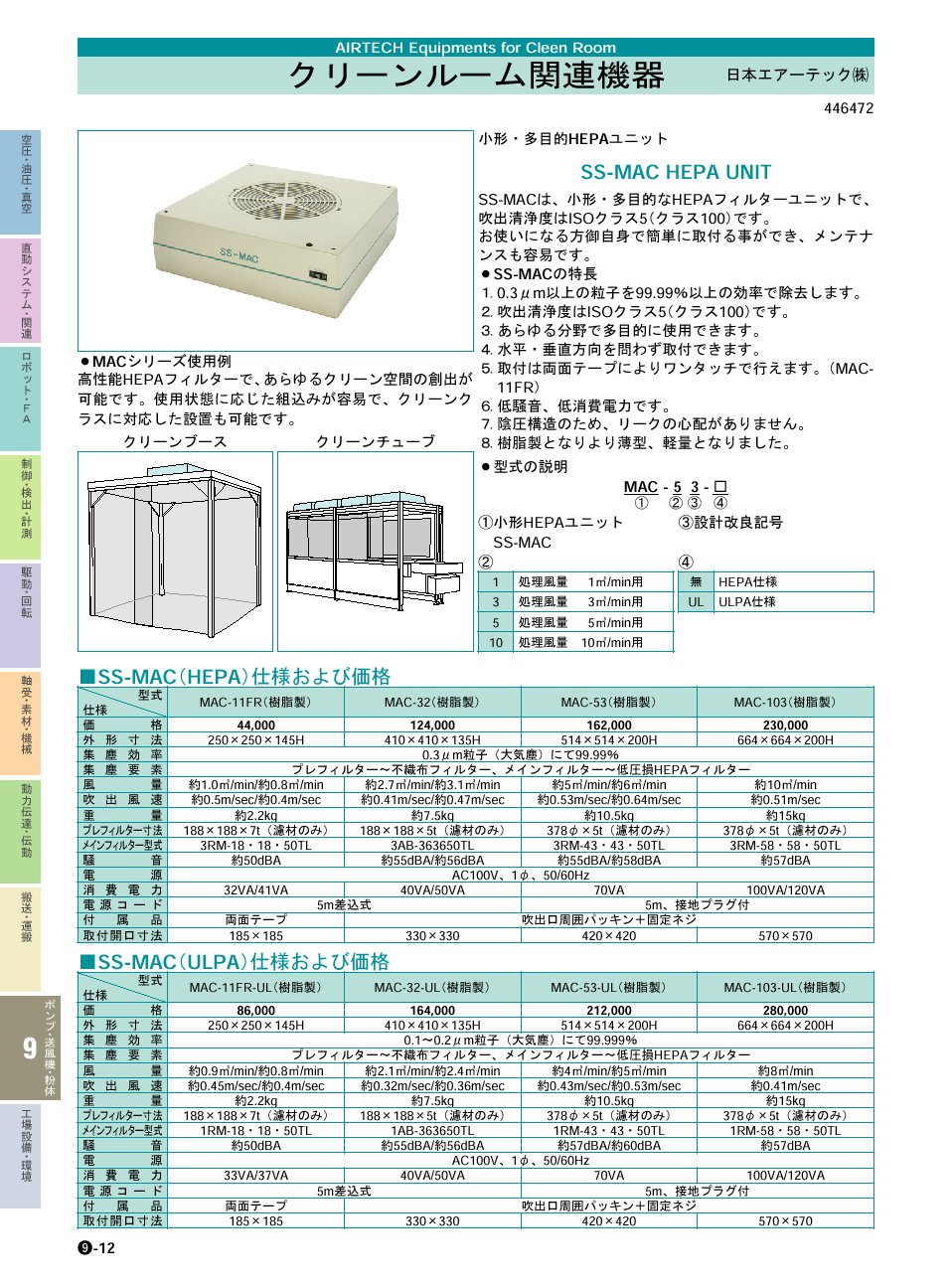 最新情報 ワクワク本舗日本エアーテック 小型HEPAユニット MAC-15 1台 7-401-11