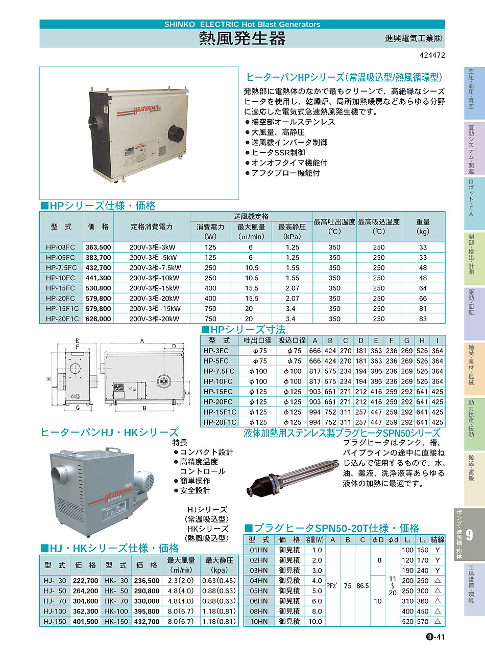 進興電気工業(株) 熱風発生器 P09-041 ポンプ・送風機・粉体機器 価格
