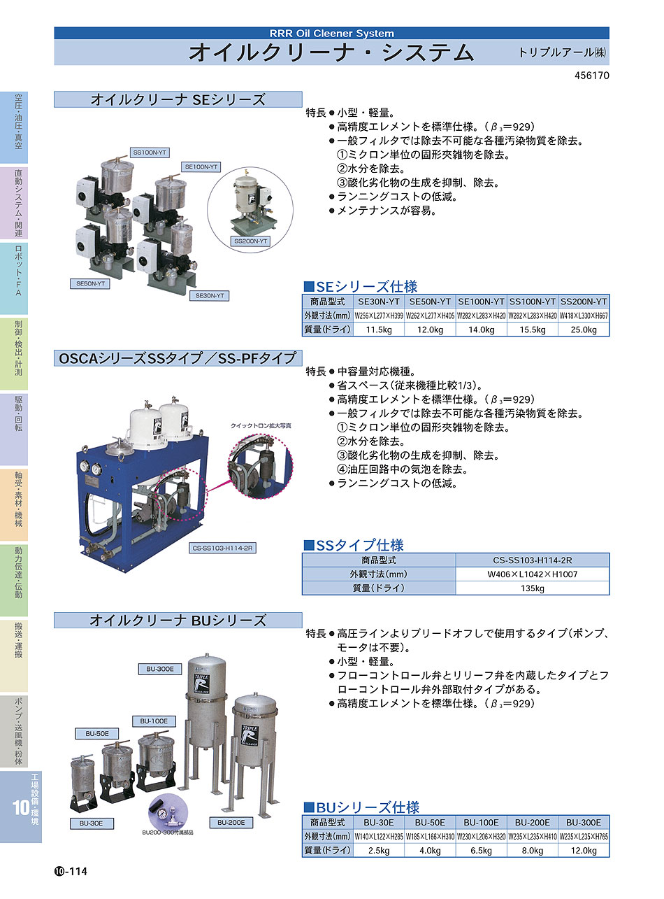 トリプルアール(株) オイルクリーナ・システム P10-114 工場設備・環境機器 価格